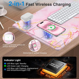 Wireless Charging Mouse Pad with Phone Holder, 31.5"x15.8" in, Pink Marble