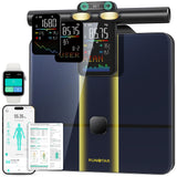 RunStar Smart Scale for Body Weight, 8 Electrodes High Precision Digital Bathroom Scale with Set Functions Handle, Body Composition Scale for Over 50 Metrics, 400lbs, Blue-Black