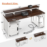 Computer Desk with Drawers,23" D Home Office Desk with Storage,Wooden Desk with Monitor Stand