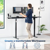 Standing Adjustable Gaming Desk with Hidden Cable Trays, Full-Size Mouse Pad, Holds 220 lbs