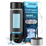 Energilz Hydrogen Water Bottle | 16.2 oz (480 ml) Hydrogen Water Generator | 6000 PPB Hydrogenator Machine | SPE/PEM Ionizer Generator (Black)