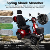 Heavy Duty Mobility Scooter 4 Whee Electric Scooter for Adults & Seniors, 500W Electric Mobility Scooters, 60V 20AH Electric Scooter for Outdoors, Handicap Scooters, 500lbs Capacity, Red