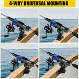 GearTrust 2-in-1 Fishing Rod Holder for Boat Kayak Rod Holder Track Deck Mount, Secure Fishing Pole Holders with Three Tier Rod Protection,Dual T Bolt, Bungee Cord & Sliding Loop (2 Pack