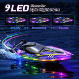 DEERC 17” Large High-Speed RC Jet Boat, Self-Righting Remote Control Boat with 9 LED Lights, 32+ KPH, 30-Min Runtime, Waterproof for Pools & Lakes, Kids & Adults