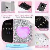 LIMEGIRL UV LED Nail Lamp Kit for Gel Polish Professional Fast Curing Pink Dryer Light Set with 4 Timer Settings Cordless Rechargeable Nail Art Cure Machine for Manicure Pedicure at Home and Salon