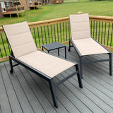 PURPLE LEAF Pool Lounge Chairs Set of 4 with Sponge, Easy Move, Beige