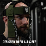 Gymreapers Neck Harness Weight Lifting - Neck Trainer Workout Equipment - Heavy Duty Stainless Steel Chain, Adjustable Neoprene Head Strap, Exercise Equipment for Strength & Pain Relief