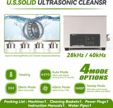 U.S. Solid 3L Ultrasonic Cleaner - 28/40kHz Dual-Frequency Digital Ultrasonic Cleaning Machine with Heater, Timer, and Degas Function