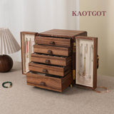 KAOTGOT Jewelry Box for Women Girls, Wooden Jewelry Box Organizer Functional With Drawers, 5 Layers Jewelry Storage Organizer for Earring, Ring, Necklace, Bracelets