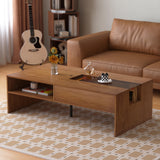NessCarsti Coffee Table with LED Lights, 51" Modern Rectangular Living Room Center Table with Storage Shelves & Hidden Compartment, Stylish Tea Table for Apartment, Home, Office