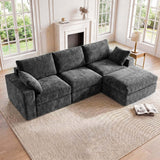 ReeQuo 120" Oversized Modular Sectional Sofa, Boneless Couch for Living Room, Modern Comfy L Shaped Cloud Couch Sectional with Movable Ottoman, Removable Covers 28" Extra Deep Seat, Dark Grey
