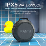 MANTO Bluetooth Speaker IPX5 Waterproof Portable Shower Speaker, 12H Battery, Bluetooth & Micro SD Playback (Up to 32GB, Card Not Included), Compact Design for Travel, Camping, Hiking, and Home