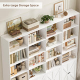 FACBOTALL 72.8" Large Bookshelf, Farmhouse Bookshelf with 8 Doors, White
