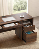 MoomJiee 47" Home Office Desk with Charging Station Brown