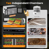 Electactic Food Dehydrator, Dual Chamber Design - Independent Temp Control - Flavor Separation - Keep Warm Mode, 176℉ Meat Dehydrator for Jerky, Fruit, Vegetables, Herbs - 16 Stainless Steel Trays