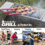 Portable Charcoal Grill with 6 Skewers - Stainless Steel Foldaway Grill for Camping, BBQ, Tailgating, Picnics Griddle Buddy