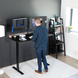 Electric 60 x 24 in Standing Desk, Memory Height Adjustment, 1B Series, Holds 220 lbs, One-Piece Black Top, Black Frame