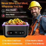 Zapone 2X1.2L Electric Heated Lunch Box, Upgared 100W 5D Surround Heat Tech 6x4000mAh Battery Powered with Dual Insulated Bag, Portable Food Warmer Automatic Heating 220°F Max BPA Free for Men Purple