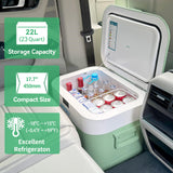 Megiu Car Fridge Portable 12 Volt Refrigerator 23 Quart (22 Liter) Freezer Compressor Cooler 12V/24V DC 110～240 V AC (Green)