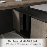 Adjustable Executive Desk - Luxury L Shaped Desk with Drawers, Large Table with File Cabinets