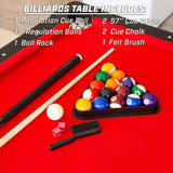 7 ft Billiards Table - Portable Pool Table - Includes Full Set of Balls, 2 Cue Sticks, Chalk, and Felt Brush - Black, Red GoSports