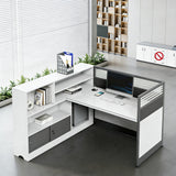 Modern Cubicle Office Workstation Desk with Privacy Panels, Modular Multi-Person Partition Desk, Computer Desk with Storage & for Office, Call Center & Team Workspace (A-Left, 1 P)