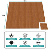 Sorbus 144 Sq. Ft. Wood Grain Floor Tiles Foam Mat EVA Interlocking Mats Tile 3/8-Inch Thick Flooring Wood Puzzle Exercise Mats w/Borders - Home Playroom Basement, Apartment, Trade Show, Baby, Dance
