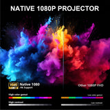 【Compatible with Netflix & 180° Stand】Smart Projector with WiFi and Bluetooth, AI Auto Focus & Keystone Portable Movie Projector, Native 1080P 4K Support Home Theater Outdoor Proyector-Black
