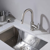 KIBI Pull Down Kitchen Faucet with Single Handle | Solid Brass High Arc Spout | Kitchen Sink Faucet with Pull Down Sprayer | Easy Clean | Brushed Nickel, KKF2011