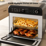 Kismile 18QT Air Fryer Toaster Oven Combo, 12-in-1 Countertop Convection Airfryer Oven, Adjustable 70–450℉ Temperature, Bake, Reheat & Broil, Fits 8-10″ Pizza, Complete Accessories Included, Black