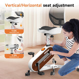 HitGo Ergonomic Office Chair with Exercise Bike, 330LBS Under-Desk Bike with 9-Level Height-Adjustable Seat, 8-Level Resistance, Rolling Wheels, Quiet Fitness for Home Office (White)