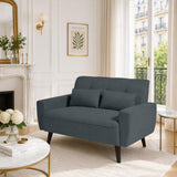 Jarenie 48" Small Loveseat Sofa, Mid Century Modern Love Seat with Back Cushions and Plastic Legs, 2 Seater Couches for Living Room, Bedroom, Small Spaces, Dark Grey