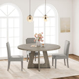 Garvee 47" Round Dining Table for 4 to 6, Farmhouse Kitchen Table with Cross Pedestal Base