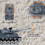 Supdex RC Tank, 1:18 Alloy Metal German Tiger I Remote Control Army Model Toys, 2.4Ghz RC Vehicle with Smoke, Sound and Lights, Military Tank for Adults and Kids