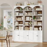 FACBOTALL 78" Tall Bookshelf, 5 Tier Large White Arched Bookcase with Door