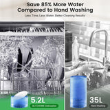 BLITZHOME WiFi Countertop Portable Dishwasher, Smart 9 Programs, 167℉ High-Temp, 360° 3Spray, 24H Timing, Hot Air Drying, Air Refresh, Baby-Care, LED Light, 5.2L Built-in Water Tank for Apartments RVs