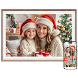 Frameo 10.1" Digital Picture Frame, Smart WiFi Digital Photo Frame with 1280x800 HD IPS Touch Screen 32GB Storage Auto-Rotate Wall Mounted, Share Photos/Videos Remotely(Brown&White)
