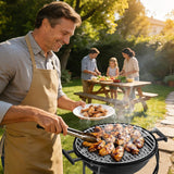 Portable Charcoal Grill with Fan-Assisted Airflow, 17-Inch Small Kettle BBQ Grill, Built-In Thermometer, Lift-Out Charcoal Tray for Camping, Tailgating, Patio, Backyard