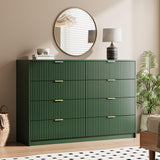 MAISONARIA Green Dresser for Bedroom, 8 Drawer Double Dresser, Modern Chest of Drawers for Bedroom, Living Room, Entryway and Closet, 55" L x 15.7" D x 37.4" H
