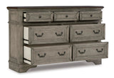 Signature Design by Ashley Lodenbay Casual Smooth-Gliding 7-Drawer Dresser and Mirror with Safety Stop, Light Gray & Dark Brown