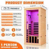 Albott 1 Person Infrared Sauna with 7-Color Light Therapy, Low EMF 1260W