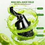 Pukomc Cold Press Juicer with Smart Display and Brushless Motor, 5.3'' Wide Mouth Feed Chute, 300W High Power Slow Masticating Juicer, Whole Vegetables & Fruits Juicing, Easy to Use and Clean