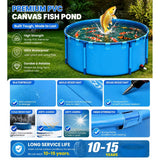 118 * 47.2 in Above Ground Pond - 0.9MM Thickened Round PVC Koi Fish Pond,Portable and Foldable Fishponds Suitable for Aquaculture and Agricultural Water Storage with Anti-Jump Net(2245 Gal)
