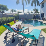 PURPLE LEAF Pool Chaise Lounge with Wheels, Fade-Resistant, Turquoise Blue