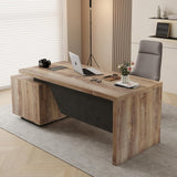 Modern Executive Desk with Storage Cabinet, Configurable Length 62.99" or 70.87", Large Office Desk with 2 Drawers, Home Office Desk with Reversible Cabinet &Cable Management (Mahogany, Right)