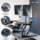VIVO 36 inch Standing Desk Converter with Dual Monitor Mount Arms for up to 30 inch Screens