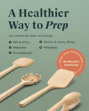 Wooden Utensil Set - 5 Piece Cooking Utensil Set - Spoon, Server, Scraper, Spatula, & Tongs - Made From FSC-Certified Caraway