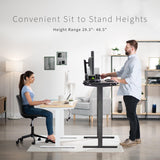 Electric 60 x 24 in Standing Desk, Memory Height Adjustment, 1B Series, Holds 220 lbs, One-Piece Black Top, Black Frame