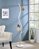Furniture Arles Metal Standing Coat Rack, One Size, White Roundhill Furniture