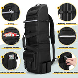 Rexmica Fishing Backpack Holds 8 Rods & Reels, Fishing Tackle Bag with Compartment for Tackle Boxes, Fishing Gear or Equipment, Fishing Rod Case Backpack, Fishing Pole Bag with Tactical Molle System